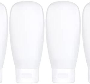 TSA Approved Travel Bottles Set for Toiletries Travel Size Containers Kit 4 Pack Portable Leak Proof Refillable Squeeze Cosmetic Airplane Essential Shampoo Hair Conditioner Body Lotion Bath Shower Gel