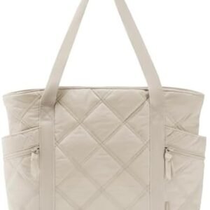 BAGSMART Tote Bag for Women, Large Puffer Tote Bag with Zipper, Travel Essentials Quilted Carry On Bag for Travel Work