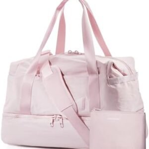 Weekender Bags for Women, BAGSMART Travel Duffel Bags with Shoe Compartment,Personal Item Travel Bag for Airlines, Carry on Overnight Tote Bag with Toiletry Bag (Pink)