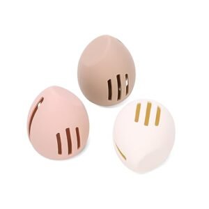 3PCS Beauty Blender Holder Powder Puff Storage,Breathable Make-up Sponge Case for Business or Travel(Pink*1+White*1+Khaki*1)