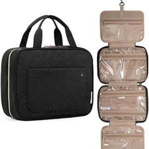 BAGSMART Toiletry Bag Travel Bag with Hanging Hook, Water-resistant Makeup Cosmetic Bag Travel Organizer for Accessories, Shampoo, Full-size Container, Toiletries