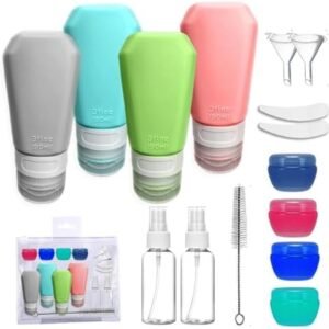 Brynix® 17 Pack Travel Bottles, TSA Approved Travel Silicon Travel Essentials, Leak-Proof Squeezable Travel Accessories, Travel Size Toiletries, Containers for Shampoo, Lotion & Body Wash