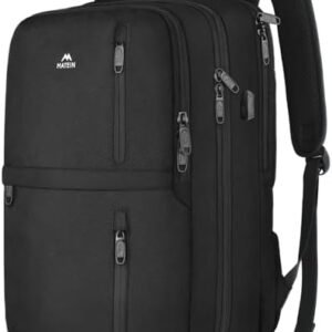 MATEIN Carry on Backpack, 40L Flight Approved Large Travel Laptop Backpack with USB Charge Port, 17 Inch Water Resistant Luggage Computer Daypack College Overnight Weekender Bag for Men & Women, Black