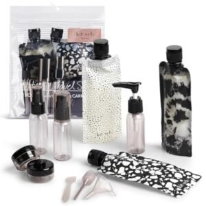 Kitsch 11 Pack Travel Bottles for Toiletries - TSA Approved Refillable Leak Proof Travel Size Containers | Travel Essentials Kit | Travel Bottles Set for Shampoo, Conditioner & Lotion