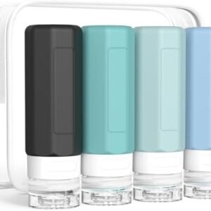 Travel Bottles for Toiletries, 3oz Tsa Approved Travel Size Containers, BPA Free Leak Proof Travel Containers for Toiletries, Refillable Travel Accessories for Shampoo Conditioner Gray