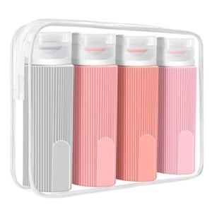 Travel Bottles for Toiletries, 3.4oz TSA Approved Travel Bottles BPA Free Leak Proof Silicone Travel Toiletry Bottles Portable Travel Essentials for Shampoo Conditioner Lotion (4 Pack)