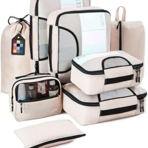 Veken 8 Set Packing Cubes for Suitcases, Luggage Organizer Bags Set for Carry on, Travel Gifts for Mom, Travel Essentials for Women, Travel Accessories in 4 Sizes(Extra Large, Large, Medium, Small)