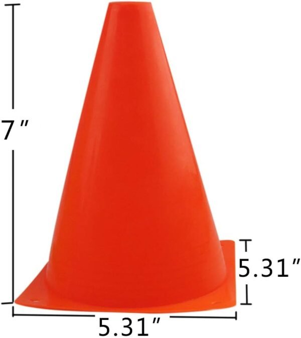 7 Inch Plastic Traffic Cones Sport Training Agility Marker Cone for Soccer, Skating, Football, Basketball, Indoor and Outdoor Games - Image 2