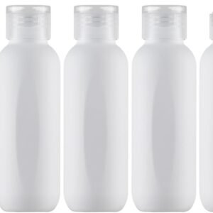 3.4 oz Travel Bottles for Toiletries, Empty Plastic Shampoo Bottle (5PCS) Small Size Container Tsa Approved (100ml, White)
