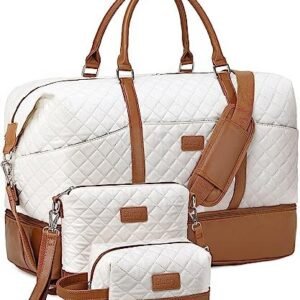 Weekender Bags for Women with Toiletry Bags Large Overnight Bags Travel Duffel Bag Carry On Shoulder Weekend Tote with Shoe Compartment and Wet Pocket for Girls Airplane Traveling, Gym