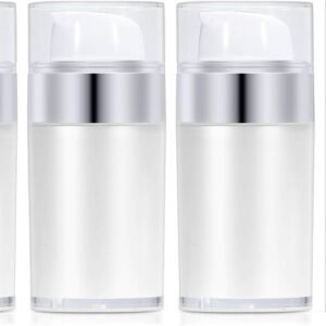 Wide Mouth Pump Bottle, Cosmetic Cream Pump Bottles Travel Size Dispenser Refillable Lotion Containers for Foundation, Shampoo (1 oz, White)