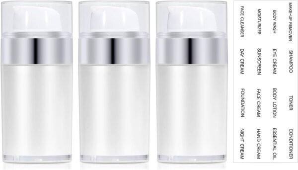 Wide Mouth Pump Bottle, Cosmetic Cream Pump Bottles Travel Size Dispenser Refillable Lotion Containers for Foundation, Shampoo (1 oz, White)