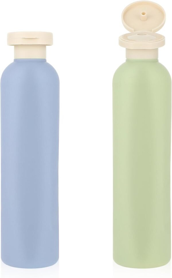Squeeze Bottles 2 Pack Refillable Plastic Travel Containers Empty Bottles With Disc Top Flip Cap Travel Accessories for Shampoo Creams Lotion Conditioner (Green Blue, 260ML) - Image 8