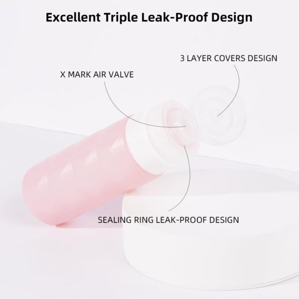 Travel Bottles for Toiletries,3oz Tsa Approved Leak Proof Travel Size Containers,Silicone Squeezable Travel Accessories with Clear Toiletry Bag(5Pack Color-A2) - Image 4