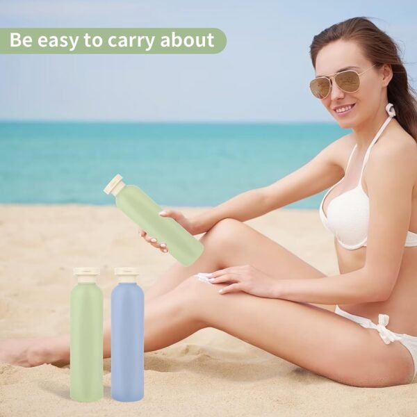 Squeeze Bottles 2 Pack Refillable Plastic Travel Containers Empty Bottles With Disc Top Flip Cap Travel Accessories for Shampoo Creams Lotion Conditioner (Green Blue, 260ML) - Image 5