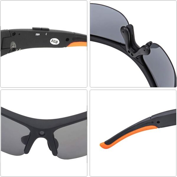 Bluetooth Camera Sunglasses for Men HD 1080P Video Recorder Camera with UV Protection Polarized Lens for Outdoor Sports Built-in 32GB Memory Card - Image 7