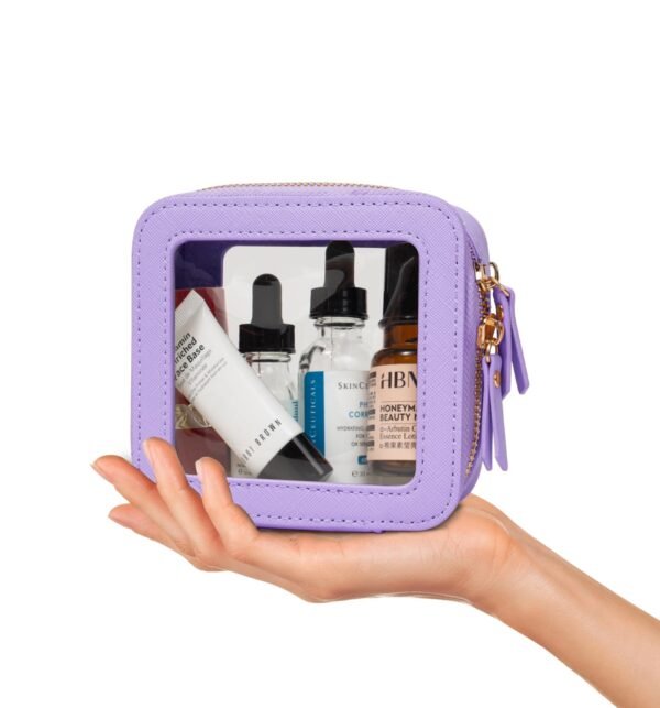 Clear Makeup Bags Case,TSA Approved Toiletry Bag with Zipper,Mini Clear Makeup Pouch Purse Small Organizer Fit Carry-on Travel Car Accessories Essentials Storage for Women (Mini Lavender) - Image 2