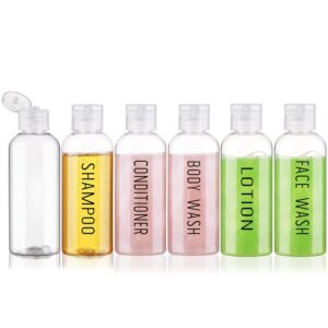 Travel Bottles for Toiletries 6 Pack 3.4oz TSA Approved Travel Size Containers Leak Proof Travel Shampoo Bottles Squeezable Empty Plastic Toiletry Bottles Small Travel Essentials(Clear)