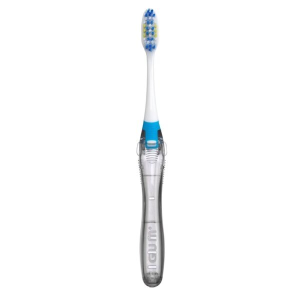 GUM Folding Travel Toothbrush, Compact Head + Tongue Cleaner, Soft Bristled Travel Toothbrushes for Adults, 2ct - Image 2