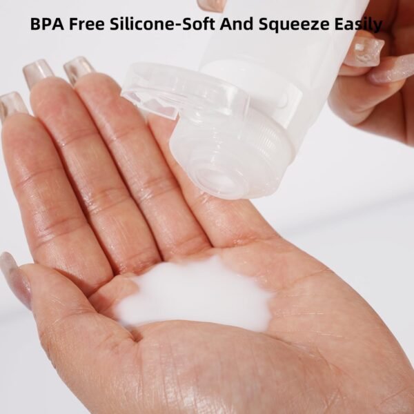 Travel Bottles for Toiletries,3oz Tsa Approved Leak Proof Travel Size Containers,Silicone Squeezable Travel Accessories with Clear Toiletry Bag(5Pack Color-A2) - Image 3