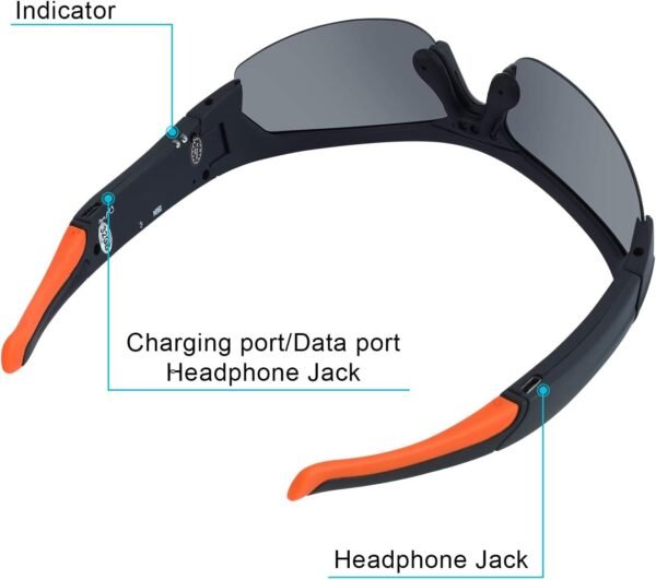 Bluetooth Camera Sunglasses for Men HD 1080P Video Recorder Camera with UV Protection Polarized Lens for Outdoor Sports Built-in 32GB Memory Card - Image 5