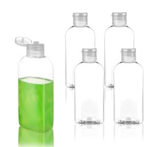 Travel Size Containers Plastic Travel Bottles Leak Proof Squeeze Bottles with Flip Cap TSA Approved 3.4oz/100ml Travel Bottles for Toiletries, Shampoo, Conditioner & Lotion (5 Pack)