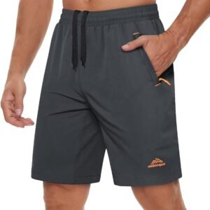 TACVASEN Men's Running Athletic Shorts Quick Dry Lightweight Gym Sports Basketball Hiking Short with 3 Zipper Pockets