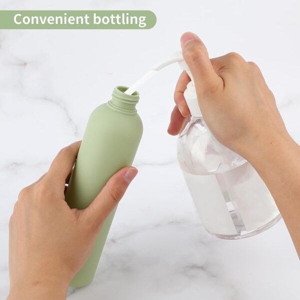 Squeeze Bottles 2 Pack Refillable Plastic Travel Containers Empty Bottles With Disc Top Flip Cap Travel Accessories for Shampoo Creams Lotion Conditioner (Green Blue, 260ML) - Image 4