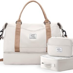 Travel Duffle Bag for Women,Weekender Overnight Bag with Shoe Compartment,Carry on Personal Item Travel Bag,3 Pcs Set