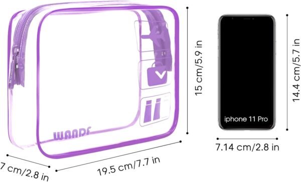 TSA Approved Clear Travel Toiletry Bag wih Zippers Carry-on Travel Accessories Quart Size Toiletries Cosmetic Pouch Makeup Bags for Men and Women (2pcs Purple) - Image 4