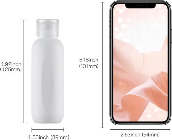 3.4 oz Travel Bottles for Toiletries, Empty Plastic Shampoo Bottle (5PCS) Small Size Container Tsa Approved (100ml, White) - Image 5