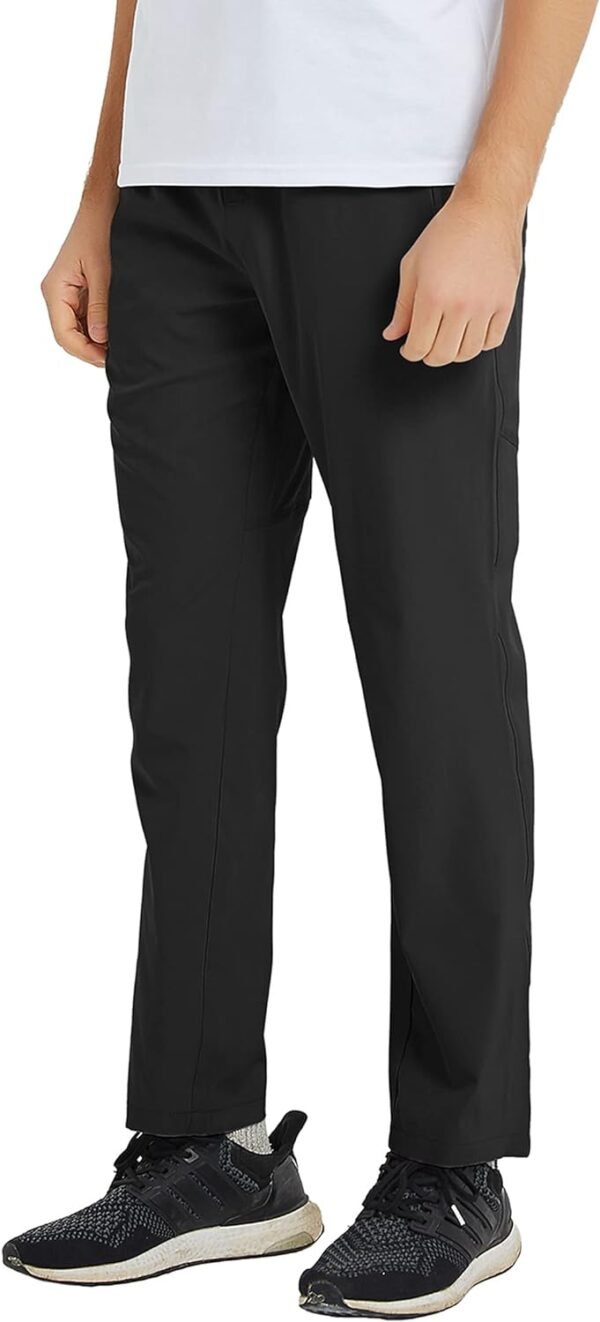 BASUDAM Men's Athletic Pants Thin Lightweight Quick Dry Zipper Pockets Outdoor Sports Pants for Running Jogging Hiking - Image 2