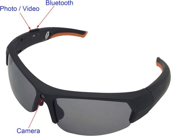 Bluetooth Camera Sunglasses for Men HD 1080P Video Recorder Camera with UV Protection Polarized Lens for Outdoor Sports Built-in 32GB Memory Card - Image 4