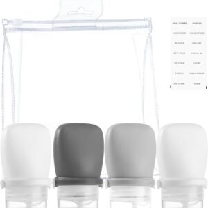 RONRONS 1oz Silicone Travel Bottles, Travel Toiletry Bottles Small TSA Approved Travel Bottles for Toiletries, Leak Proof Shampoo Conditioner Travel Essentials for Men (4 Pieces)