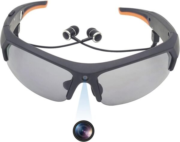Bluetooth Camera Sunglasses for Men HD 1080P Video Recorder Camera with UV Protection Polarized Lens for Outdoor Sports Built-in 32GB Memory Card