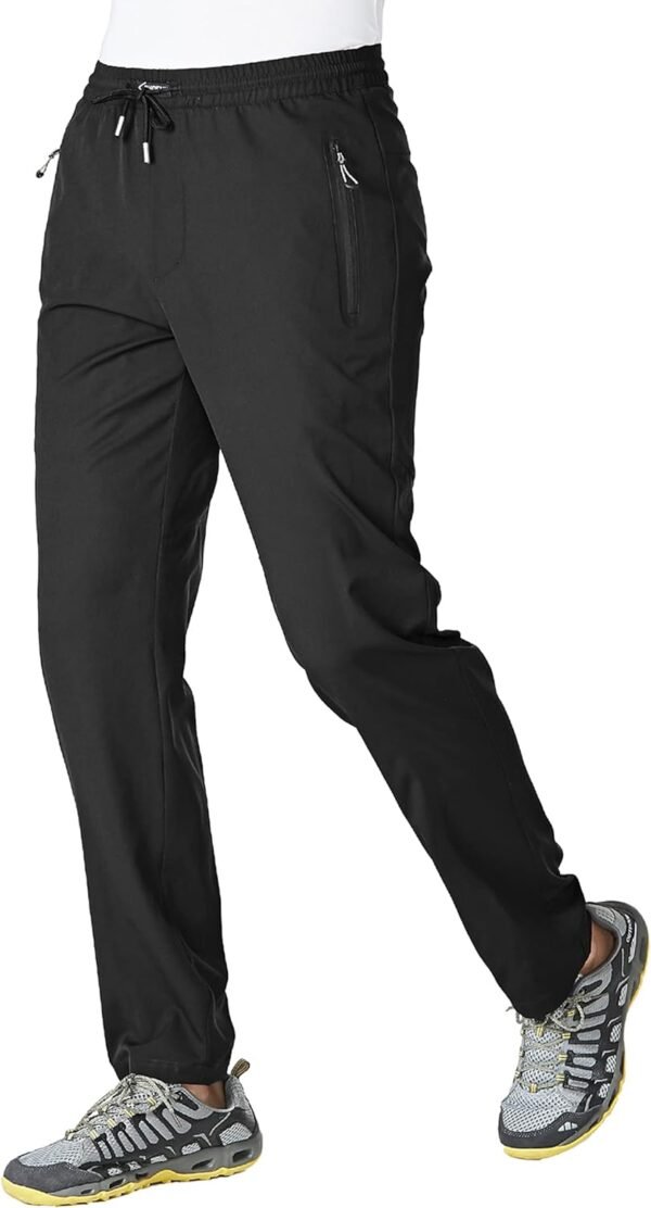 BASUDAM Men's Athletic Pants Thin Lightweight Quick Dry Zipper Pockets Outdoor Sports Pants for Running Jogging Hiking