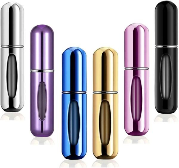 Perfume Travel Refillable Portable Bottle Travel Mini Perfume Atomizer Spray Bottle，Pocket Perfume Dispenser Pump Case for Travel 6 Pcs Pack of 5ml