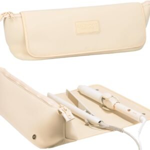 BAREFOOT CARIBOU Hair Tools Travel Bag and Heat Resistant Mat for Flat Irons, Straighteners, Curling Iron, and Haircare Accessories, 2-in-1 design, with Interior Pockets, Portable Organizer