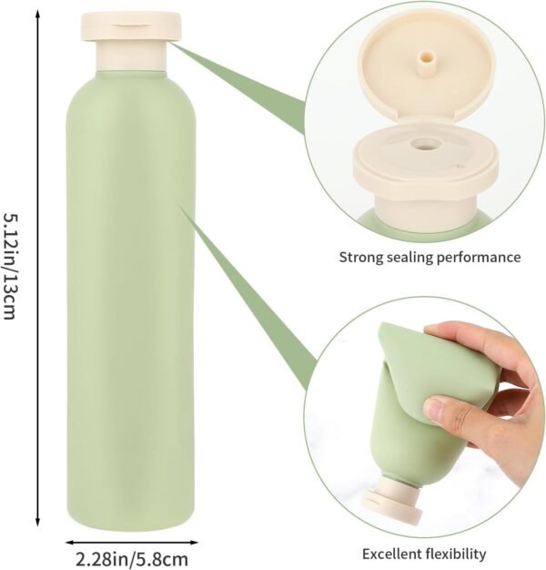 Squeeze Bottles 2 Pack Refillable Plastic Travel Containers Empty Bottles With Disc Top Flip Cap Travel Accessories for Shampoo Creams Lotion Conditioner (Green Blue, 260ML) - Image 2