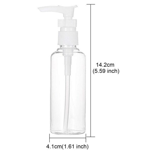 6 Pack Transparent Travel Bottles Pump Bottle Lotion Dispenser Bottle Set with Small Funnel for Flight, Airport, Holiday (White, 100 ml) - Image 2