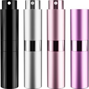 Perfume Travel Refillable Perfume Atomizer Bottle Portable Spray Pump Case for Travel 4 Pcs Pack of 8ML