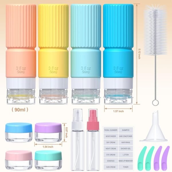 18pes Travel Bottles for Toiletries,TSA Approved Silicone Travel Containers jar for Toiletries,Leak Proof 3oz Refillable Liqus Shampoo And Conditioner Travel Essentials toiletry Bottles - Image 2
