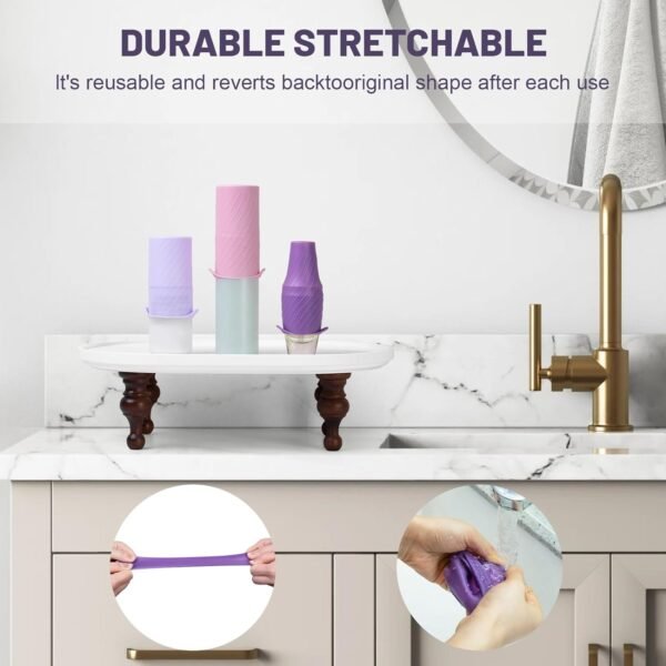 Bottle Covers for Travel, Elastic Sleeves for Leak Proofing, Travel Size Container Silicone toiletry sleeves, Leak Locks Travel Accessories for Shampoo Conditioner Wash Body Bottles (8pack) - Image 4