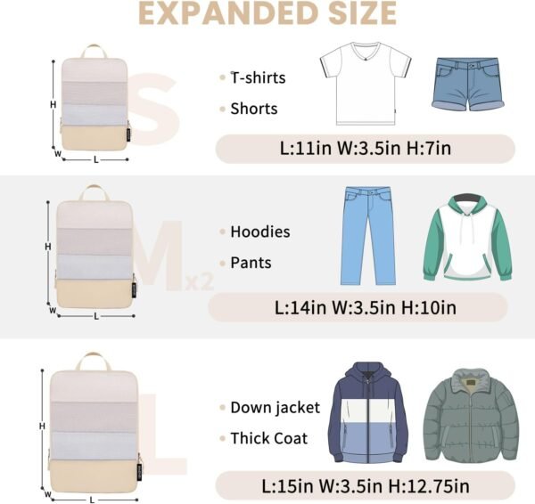 BAGAIL 4 Set/6 Set Ultralight Compression Packing Cubes Packing Organizer for Travel Accessories Luggage Suitcase Backpack - Image 2