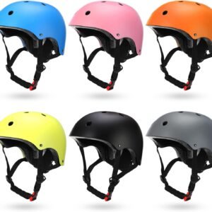 Kingdder 6 Pcs Kids Helmet Bulk Toddler Skateboard Helmet Adjustable Multicolors Safety Child Bike Helmets for Ages 3-8 Years Old Boys Girls Youth Bicycle Skate Scooter Cycling Riding Outdoor Sports