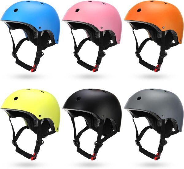 Kingdder 6 Pcs Kids Helmet Bulk Toddler Skateboard Helmet Adjustable Multicolors Safety Child Bike Helmets for Ages 3-8 Years Old Boys Girls Youth Bicycle Skate Scooter Cycling Riding Outdoor Sports