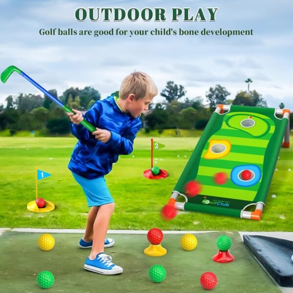 Doloowee Kids Golf Clubs, 2 in 1 Toddler Golf Set with Golf Board, Putting Mat, 6 Balls, Indoor Outdoor Sport Toys Birthday Gifts for Boys Girls 3 4 5 6 Years Old - Image 5