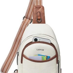 Sling Bag For Women Crossbody Fanny Pack Backpack Travel Purse Faux Leather Over Shoulder Belt Bags Large Trendy Beige