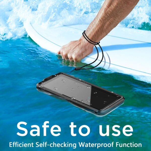 AICase Waterproof Phone Case,Universal Self-Check Function Underwater Pouch Dry Bag Beach Travel Essentials Snorkeling Case for iPhone 15 14 13 11 12/Samsung S24/LG,Google/Xiaomi/Nokia/Motorola Black - Image 9