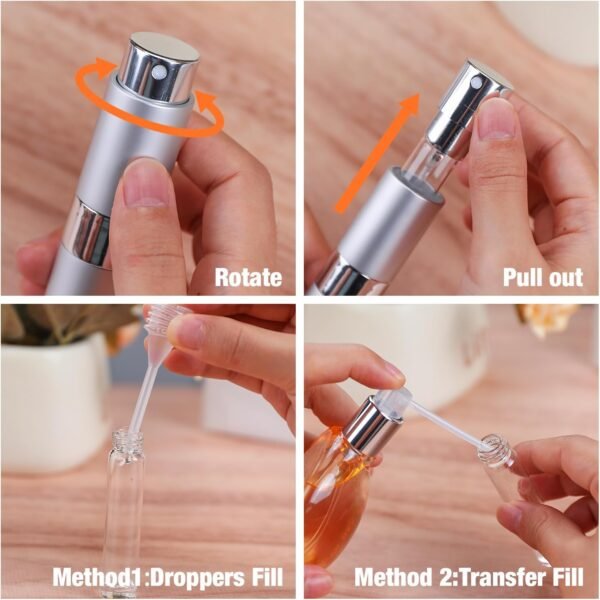 Perfume Travel Refillable Perfume Atomizer Bottle Portable Spray Pump Case for Travel 4 Pcs Pack of 8ML - Image 4